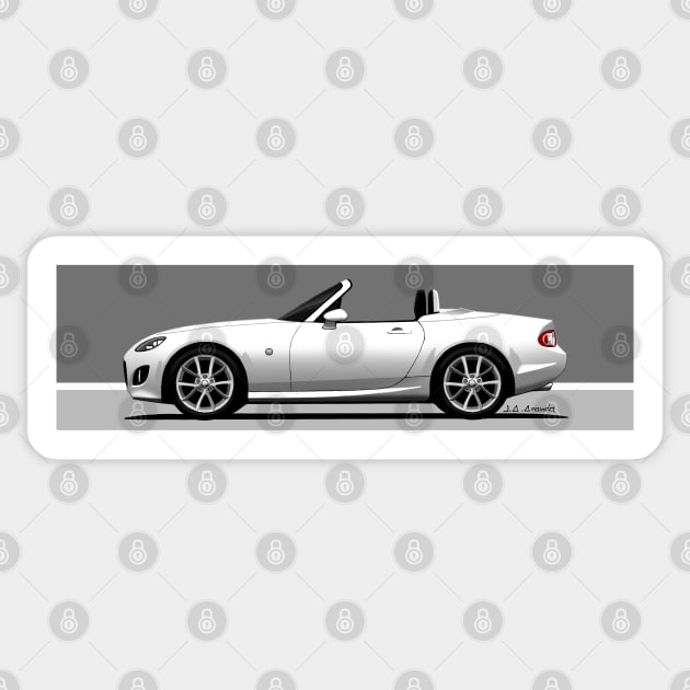 Drawing od the Roadster Coupe version of the japanese sports car Sticker by jaagdesign